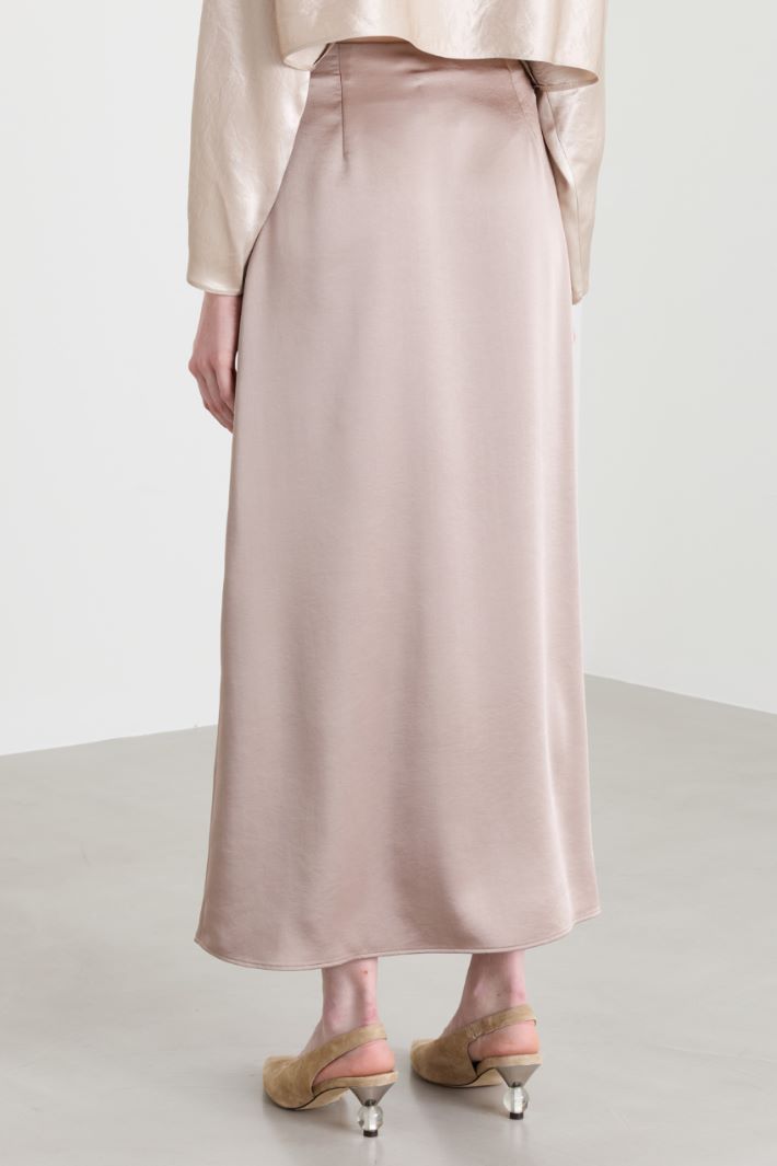 Satin midi skirt - BEIGE - Intrend - 4