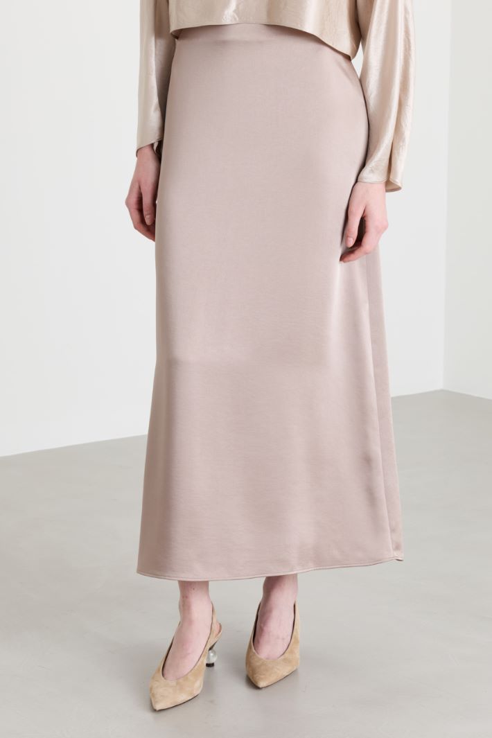 Satin midi skirt - BEIGE - Intrend - 2