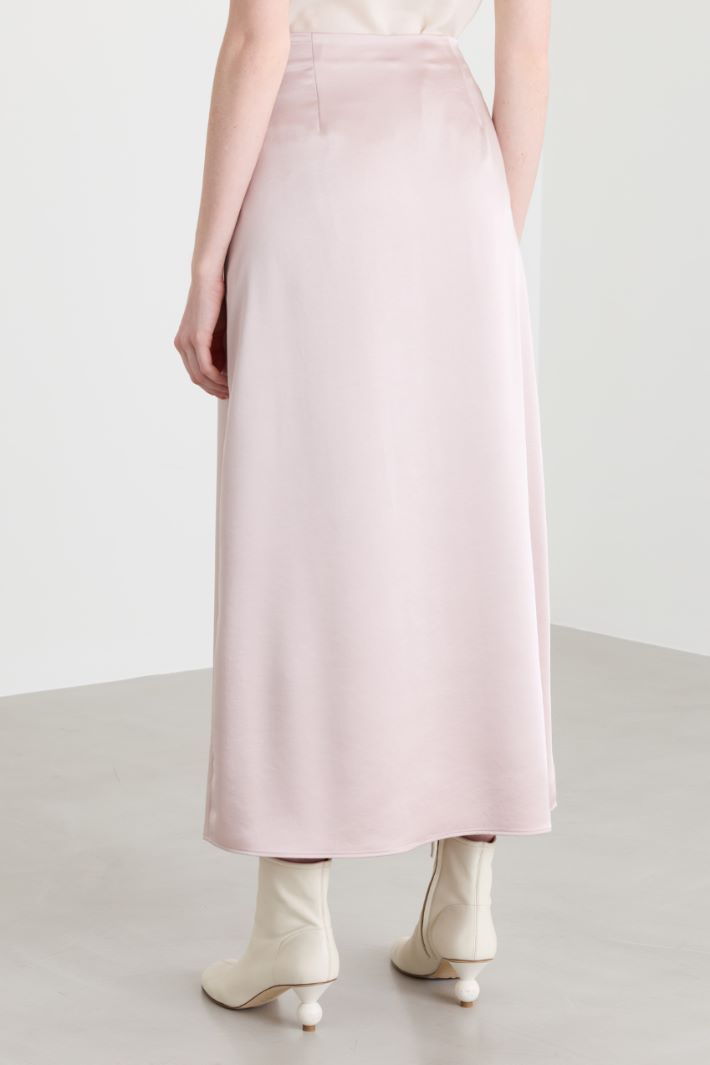 Satin midi skirt - PINK - Intrend - 4