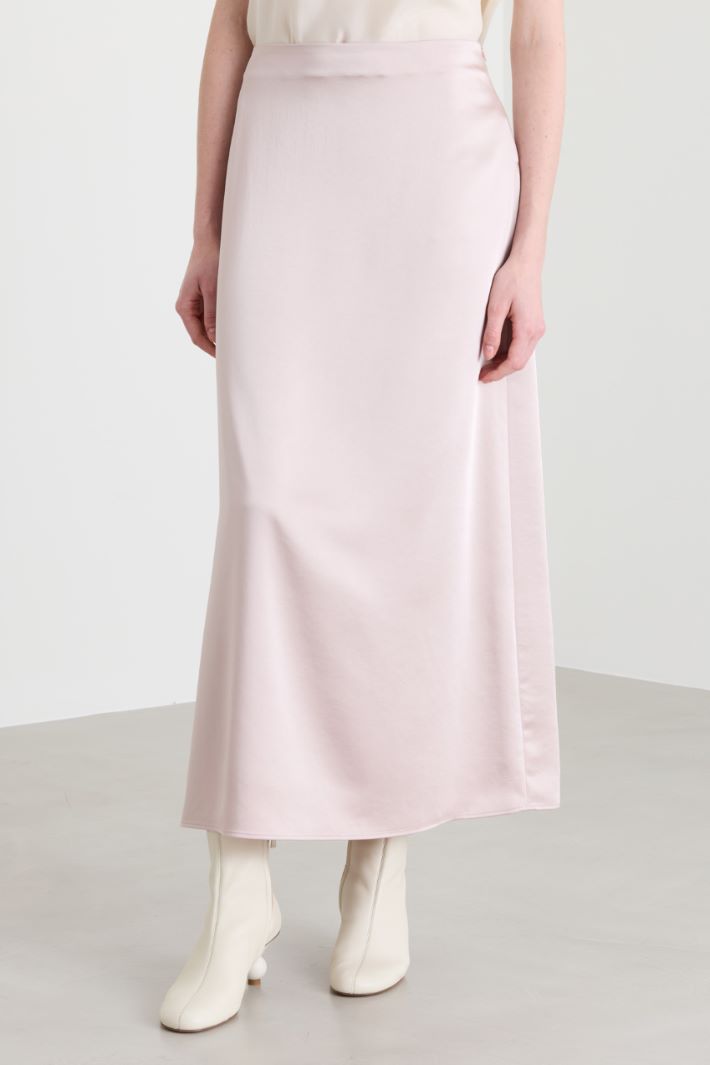 Satin midi skirt - PINK - Intrend - 2