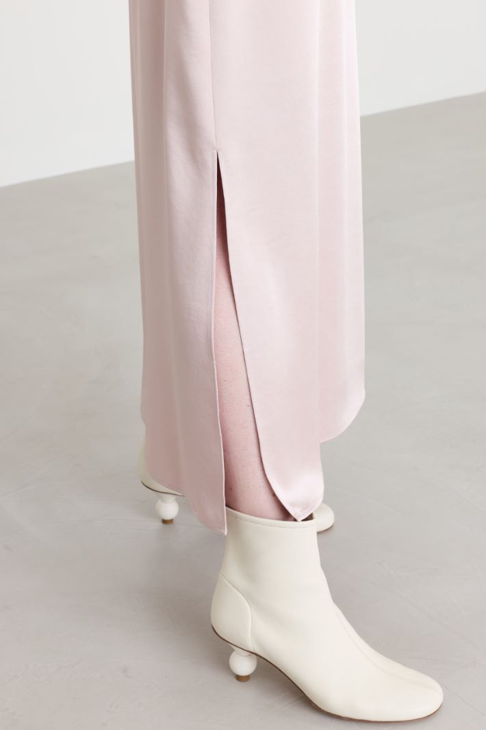 Satin midi skirt - PINK - Intrend - 3