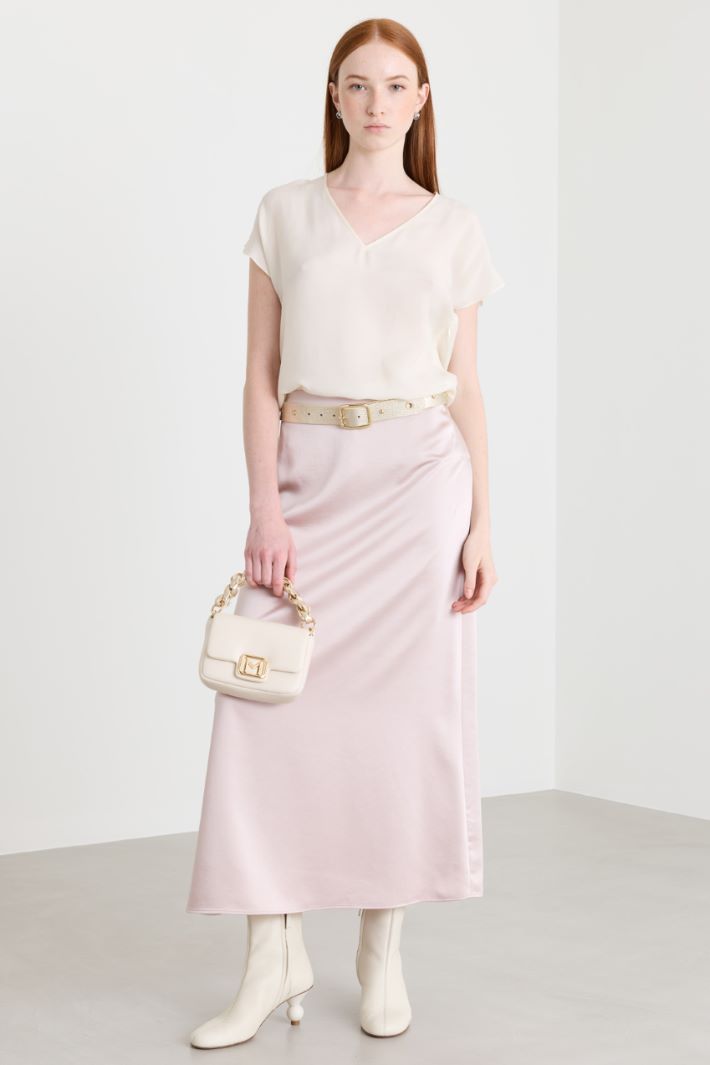 Satin midi skirt - PINK - Intrend