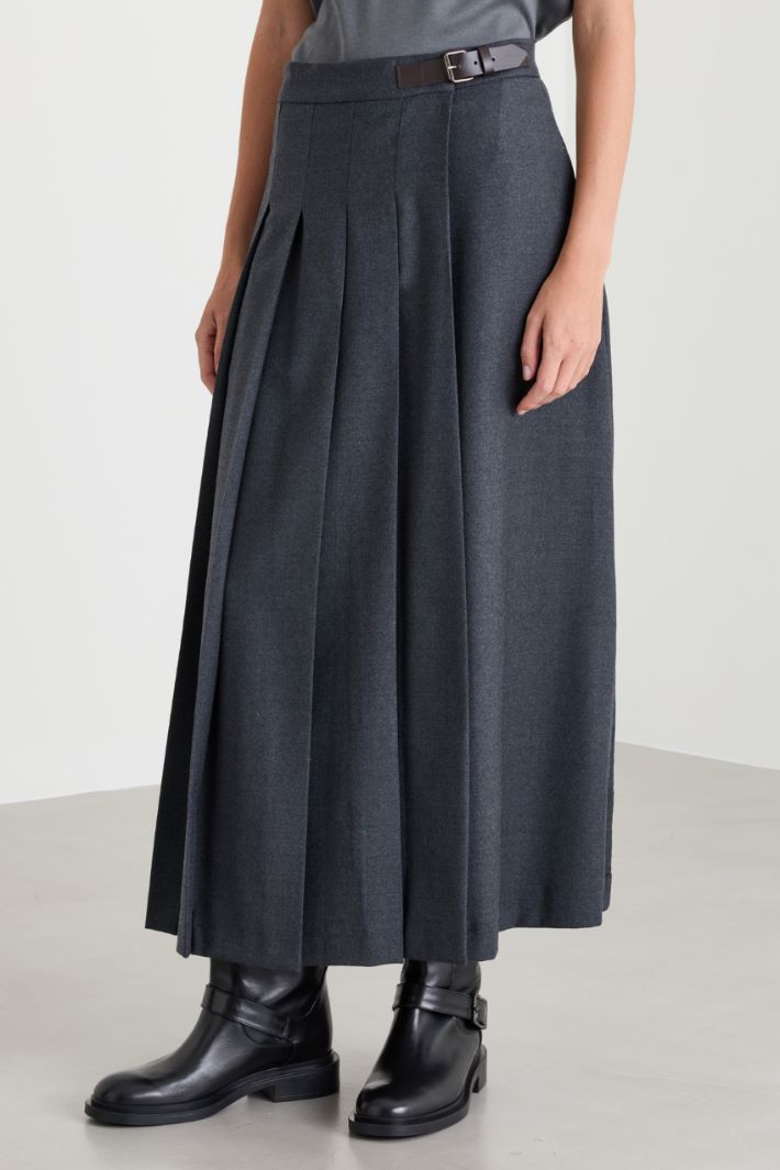 Wool Flannel Wrap Skirt - GREY - Intrend - 2