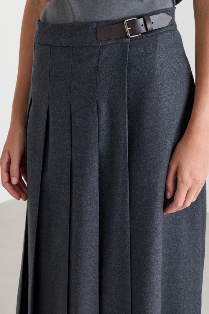 Wool Flannel Wrap Skirt - GREY - Intrend - 3