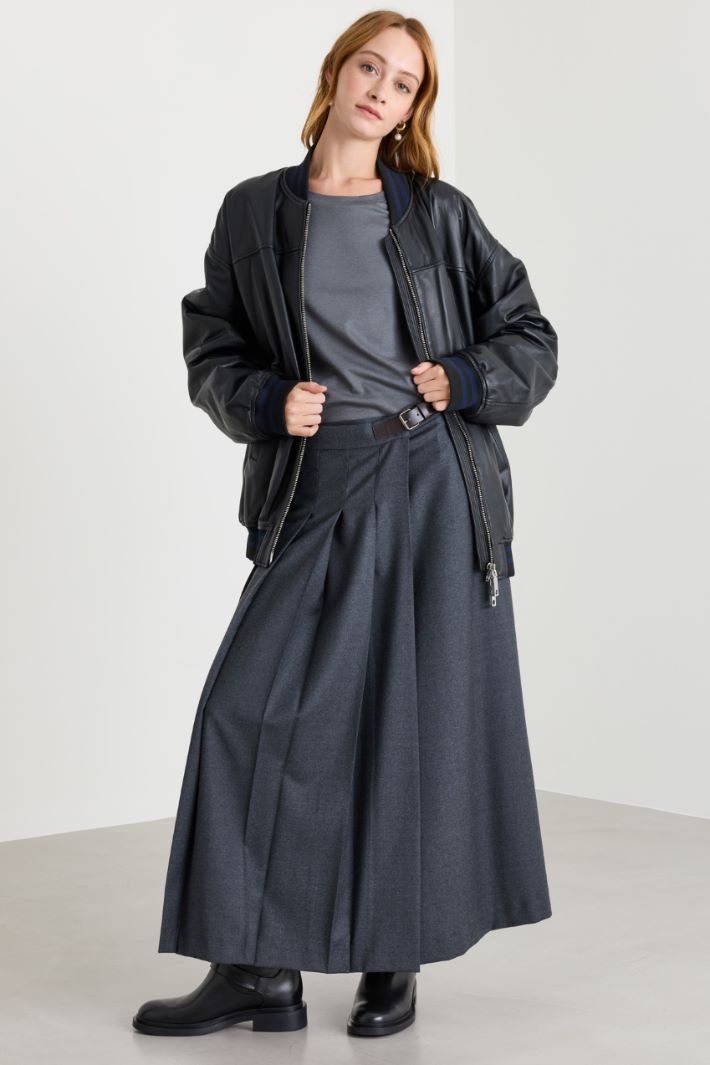 Wool Flannel Wrap Skirt - GREY - Intrend