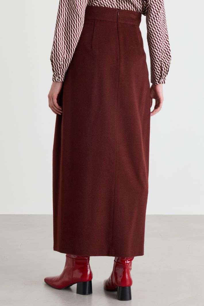 Long Camel Hair Skirt - BORDEAUX - Intrend - 4