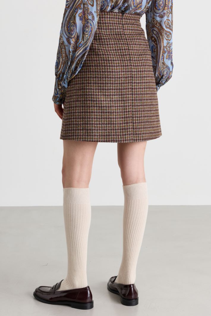 Short houndstooth skirt - BROWN - Intrend - 4