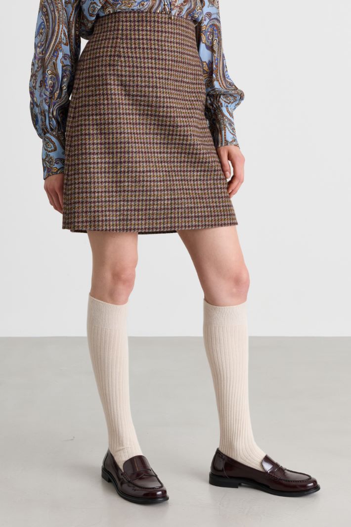 Short houndstooth skirt - BROWN - Intrend - 2