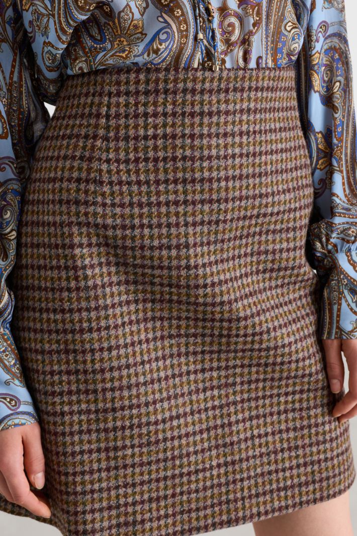 Short houndstooth skirt - BROWN - Intrend - 3