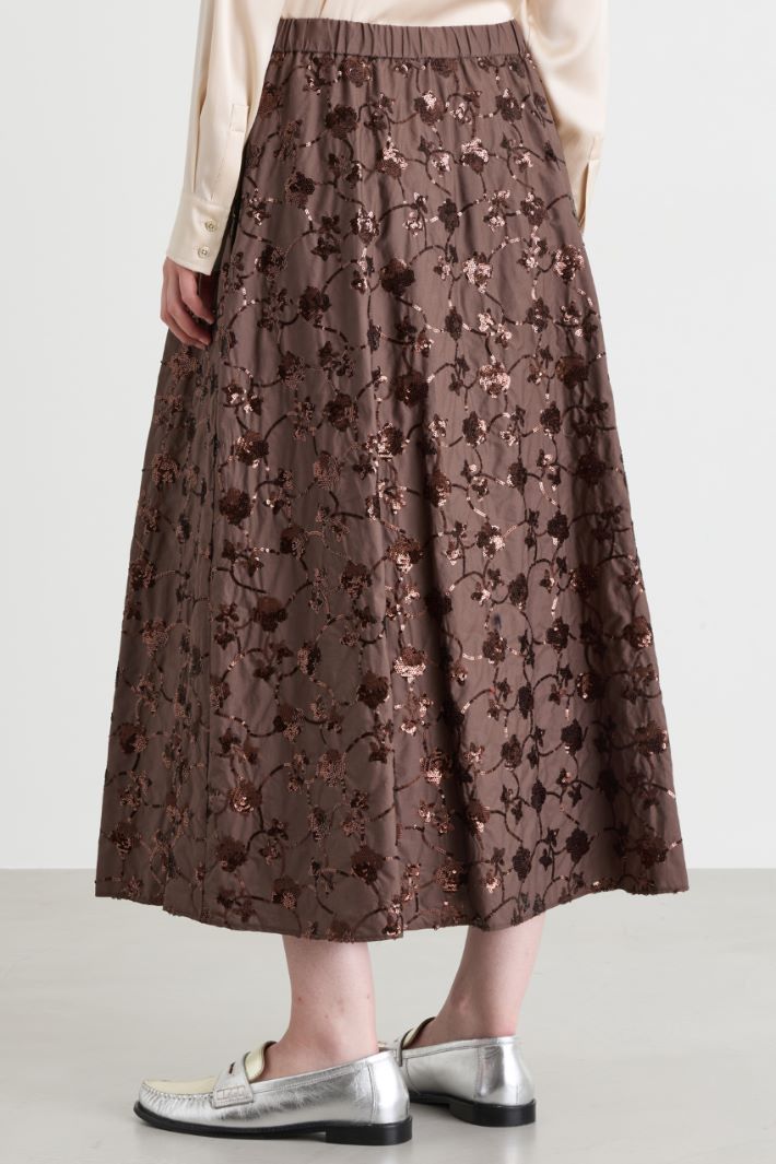 Sequinned poplin midi skirt - BROWN - Intrend - 4