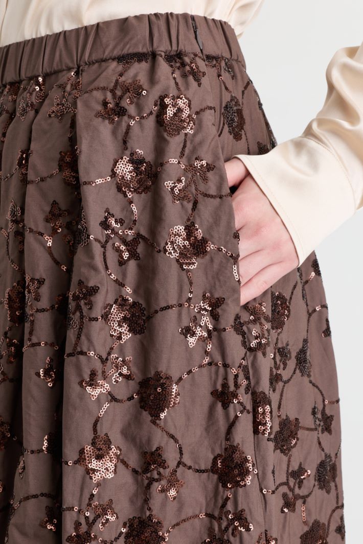 Sequinned poplin midi skirt - BROWN - Intrend - 3