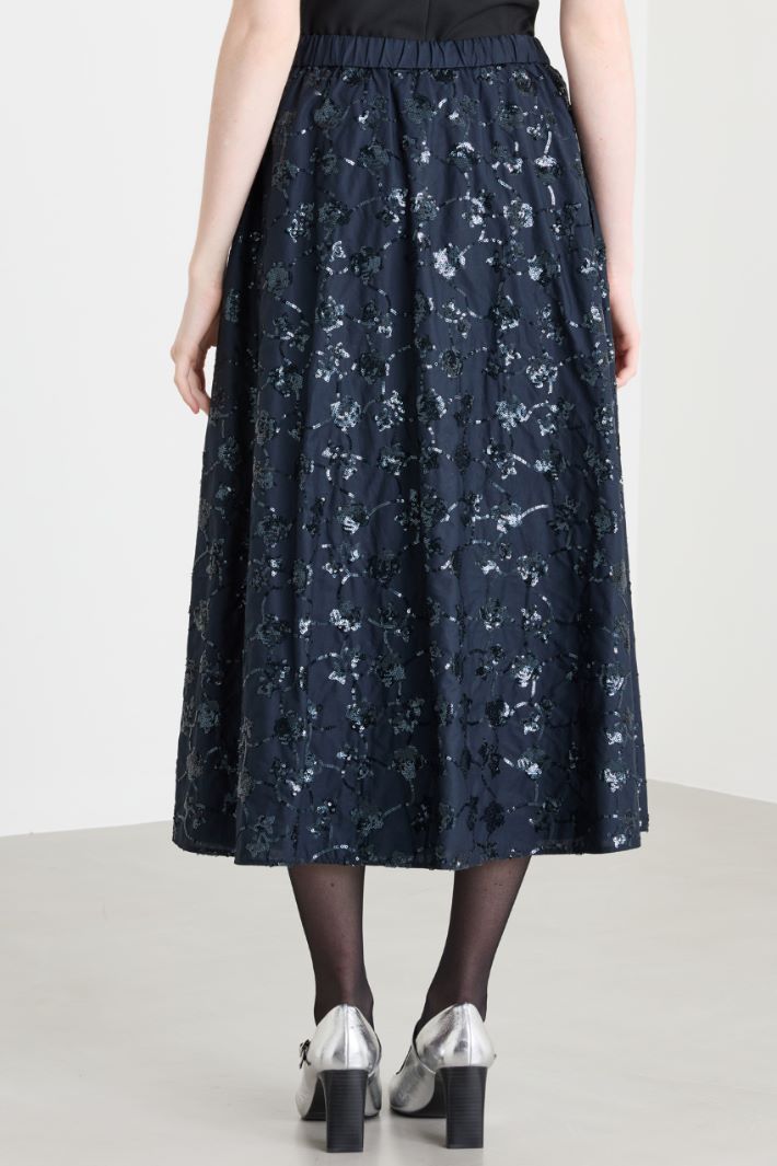 Sequinned poplin midi skirt - BLUE - Intrend - 4
