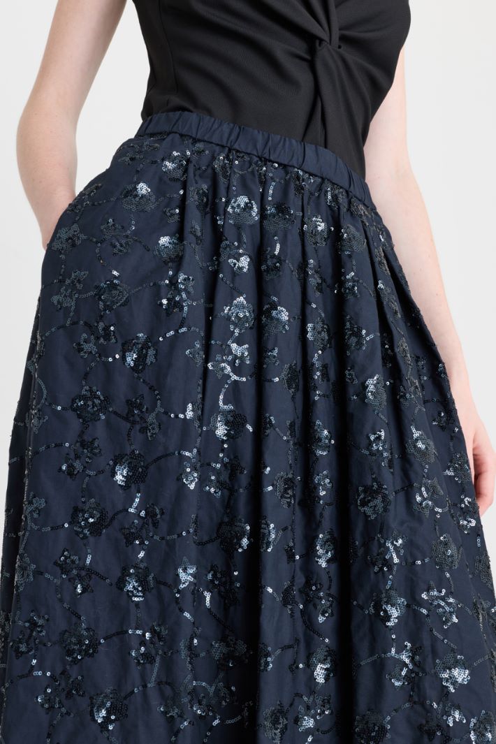 Sequinned poplin midi skirt - BLUE - Intrend - 3