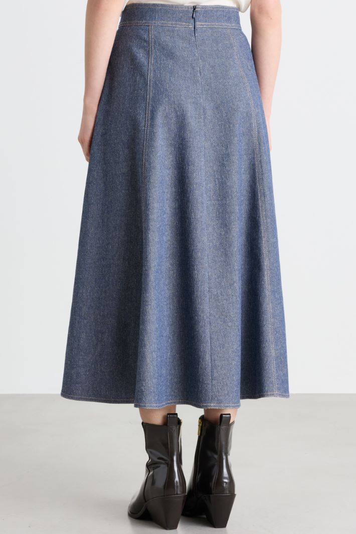 Denim-effect skirt - LIGHT BLUE - Intrend - 4