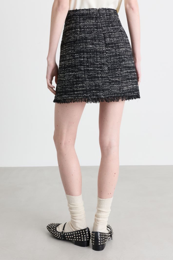 Minigonna in stuoia e paillettes - NERO - Intrend - 4