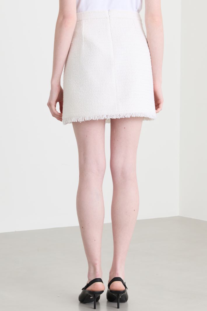 Sequinned basketweave mini skirt - WHITE - Intrend - 4