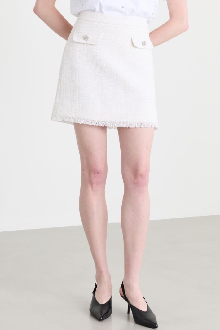 Sequinned basketweave mini skirt - WHITE - Intrend - 2