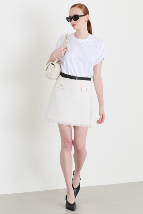 Sequinned basketweave mini skirt - Intrend