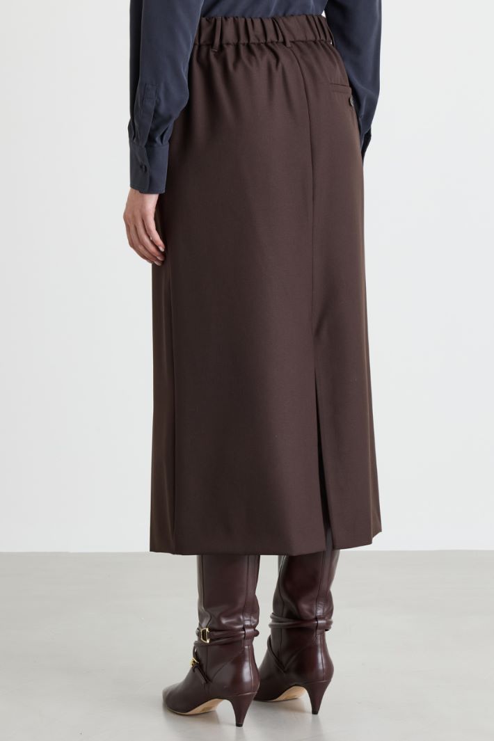 Double-Slit Skirt - BROWN - Intrend - 4