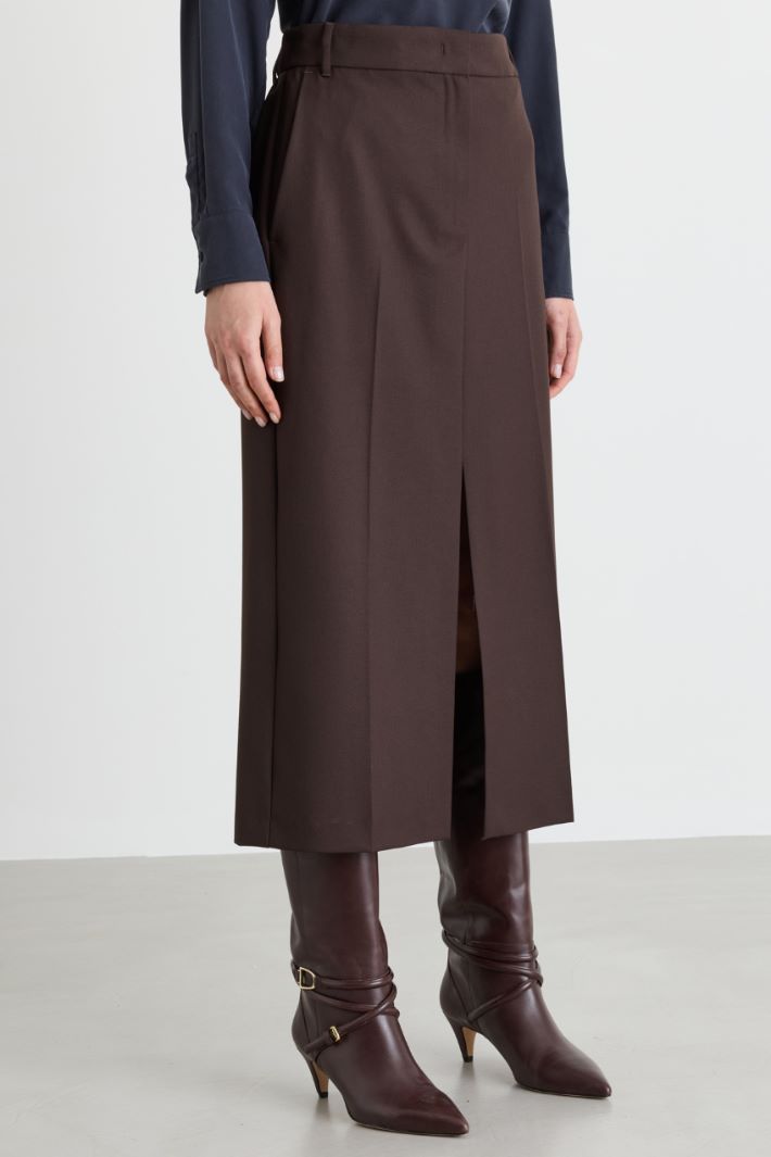 Double-Slit Skirt - BROWN - Intrend - 2