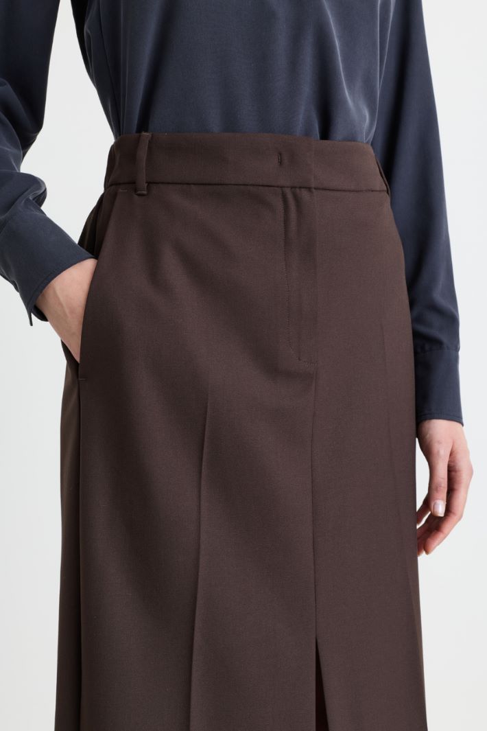 Double-Slit Skirt - BROWN - Intrend - 3