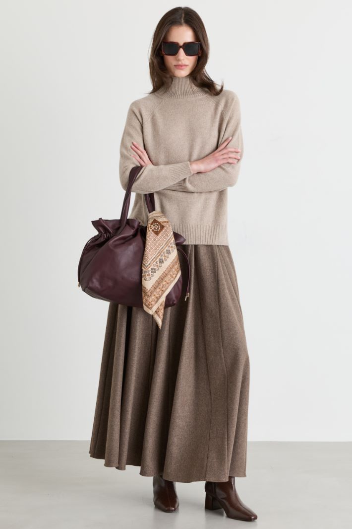 A-line felt skirt - CAMEL - Intrend