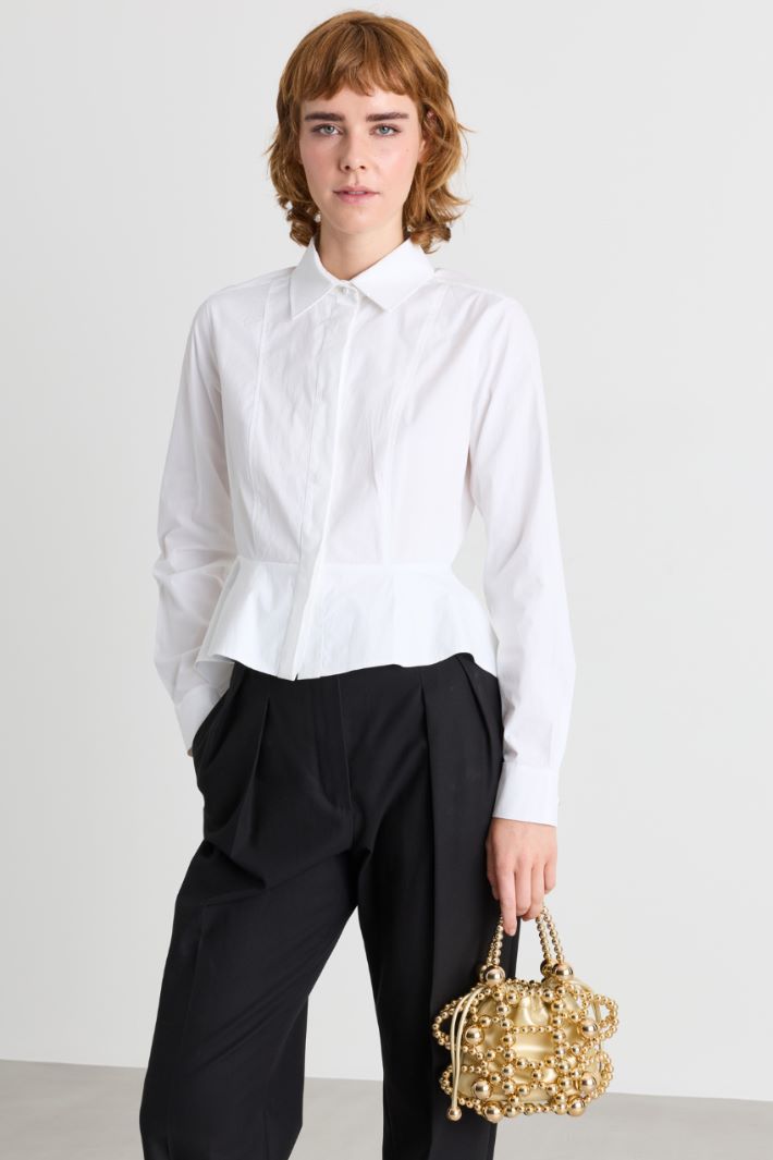 Camicia in popeline con peplo - BIANCO - Intrend - 2
