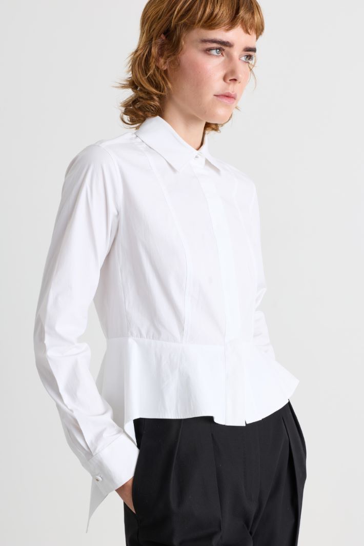 Camicia in popeline con peplo - BIANCO - Intrend - 3