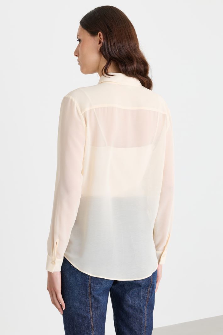 Camicia in georgette ricamata - AVORIO - Intrend - 4