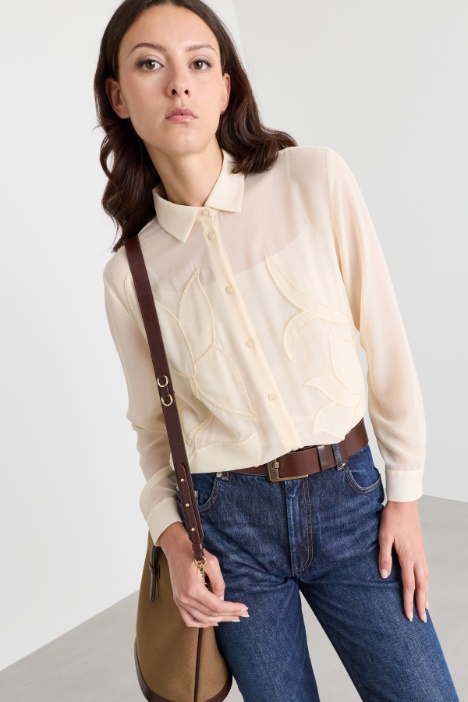 Camicia in georgette ricamata - Intrend