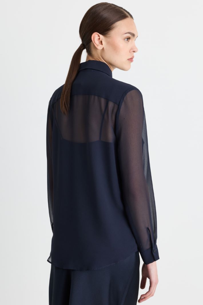 Camicia in georgette ricamata - BLU - Intrend - 4