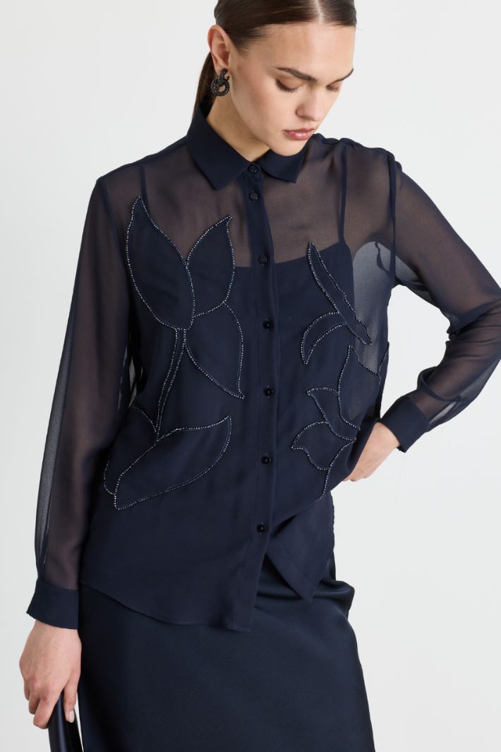 Camicia in georgette ricamata - BLU - Intrend - 2