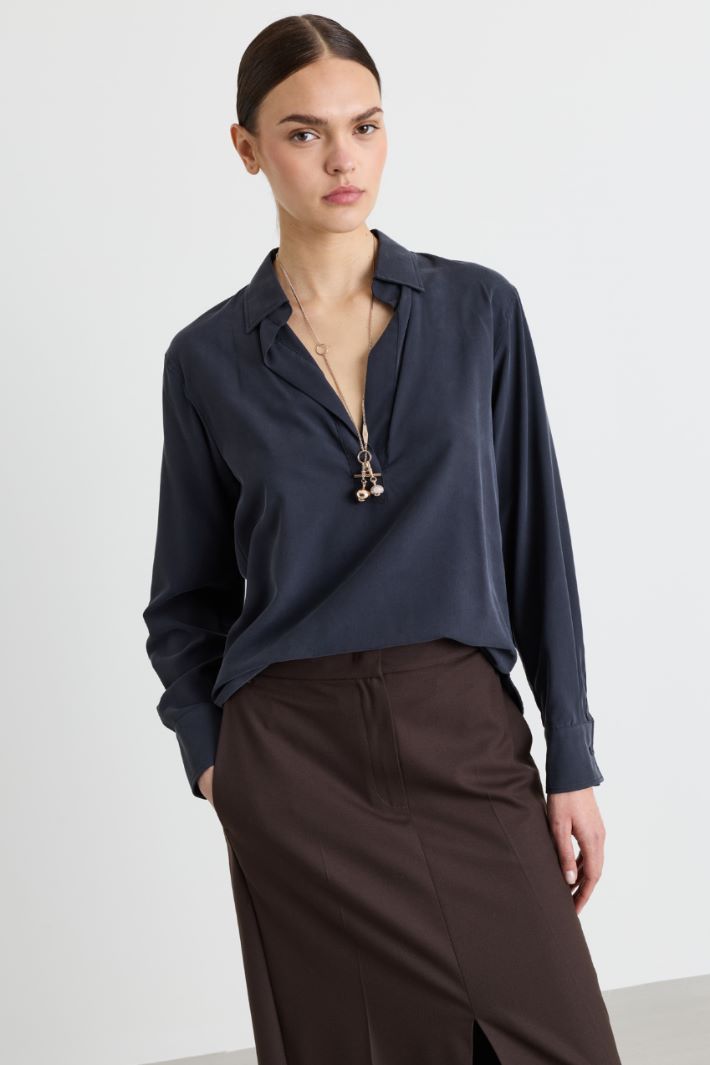 Camicia in tela - BLU - Intrend - 2