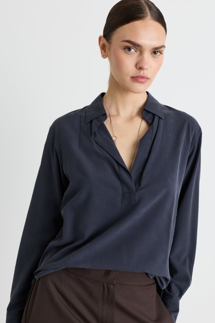 Camicia in tela - BLU - Intrend - 3