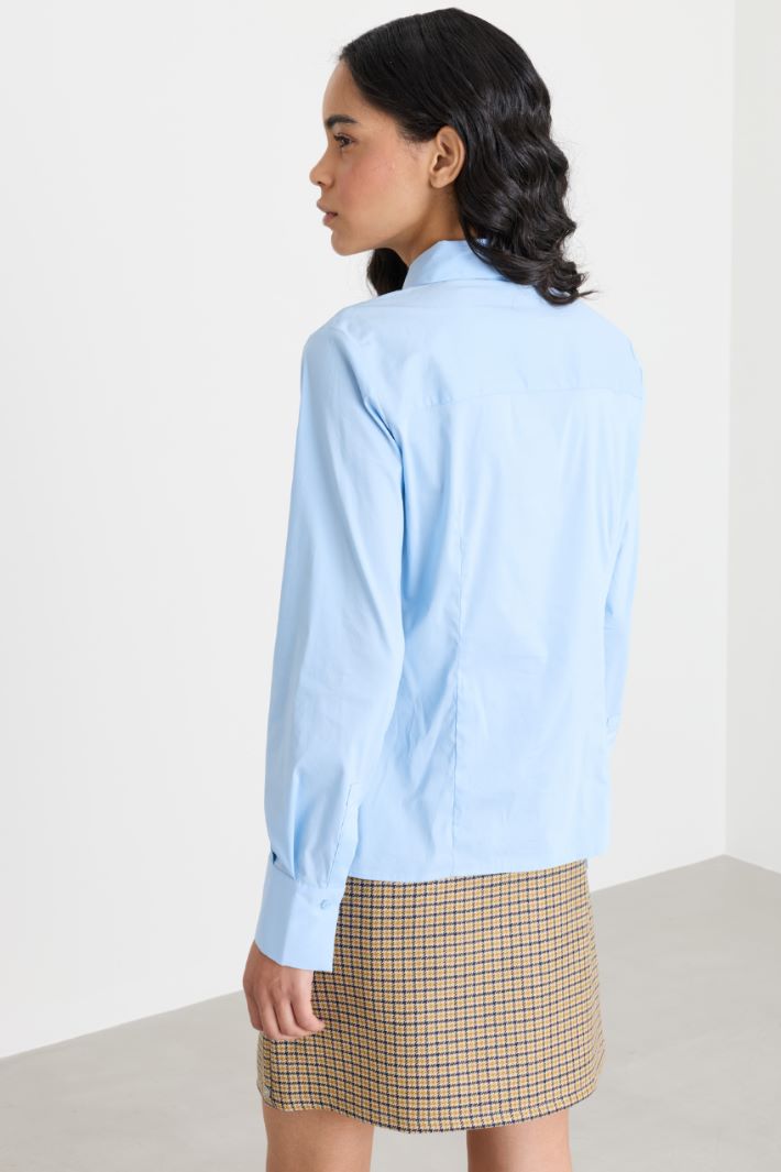 Camicia aderente in popeline - AZZURRO - Intrend - 4
