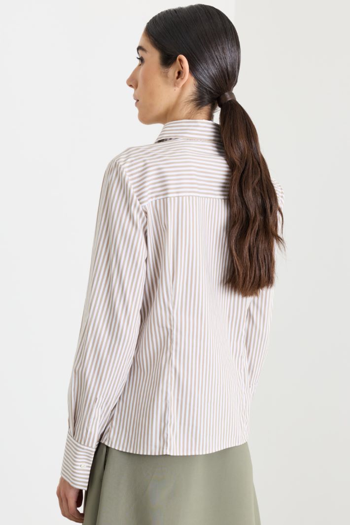 Camicia aderente in popeline - BEIGE BIANCO - Intrend - 4