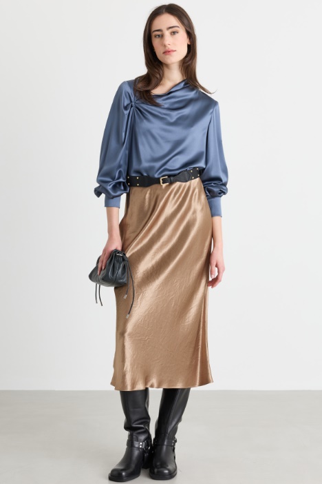 Satinbluse mit Drapierung - Intrend
