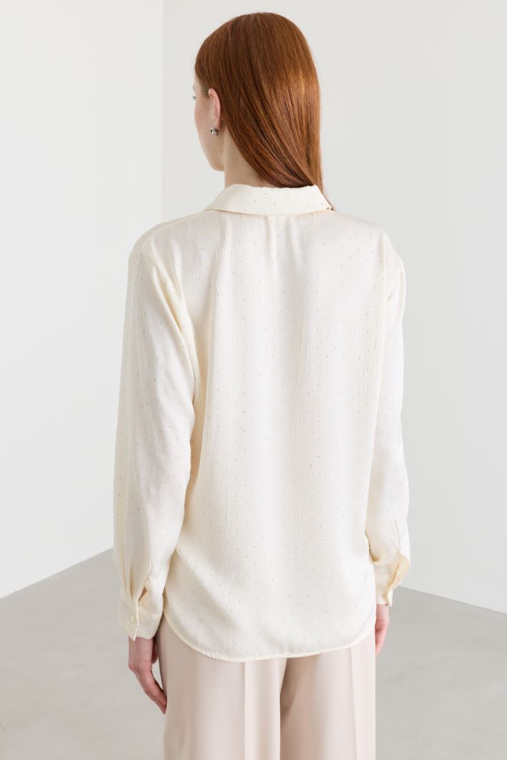 Blusa in raso crinkle con micro-borchie - AVORIO - Intrend - 4