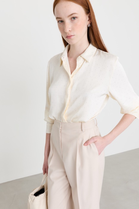Blusa in raso crinkle con micro-borchie - Intrend
