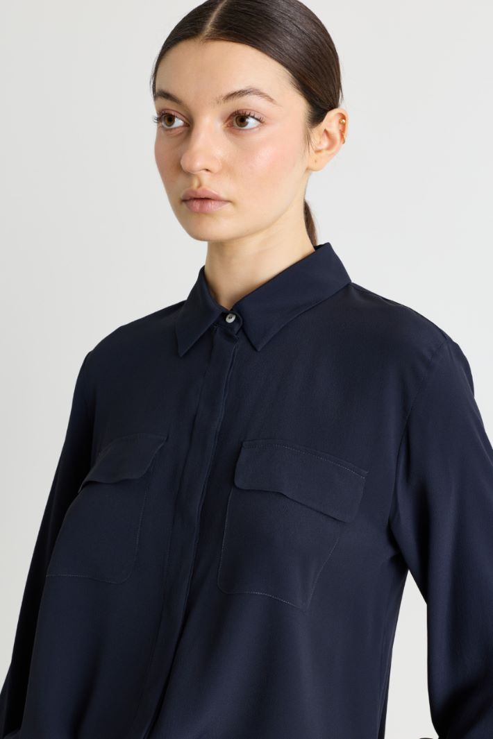 Chest Pocket Shirt - BLUE - Intrend - 3