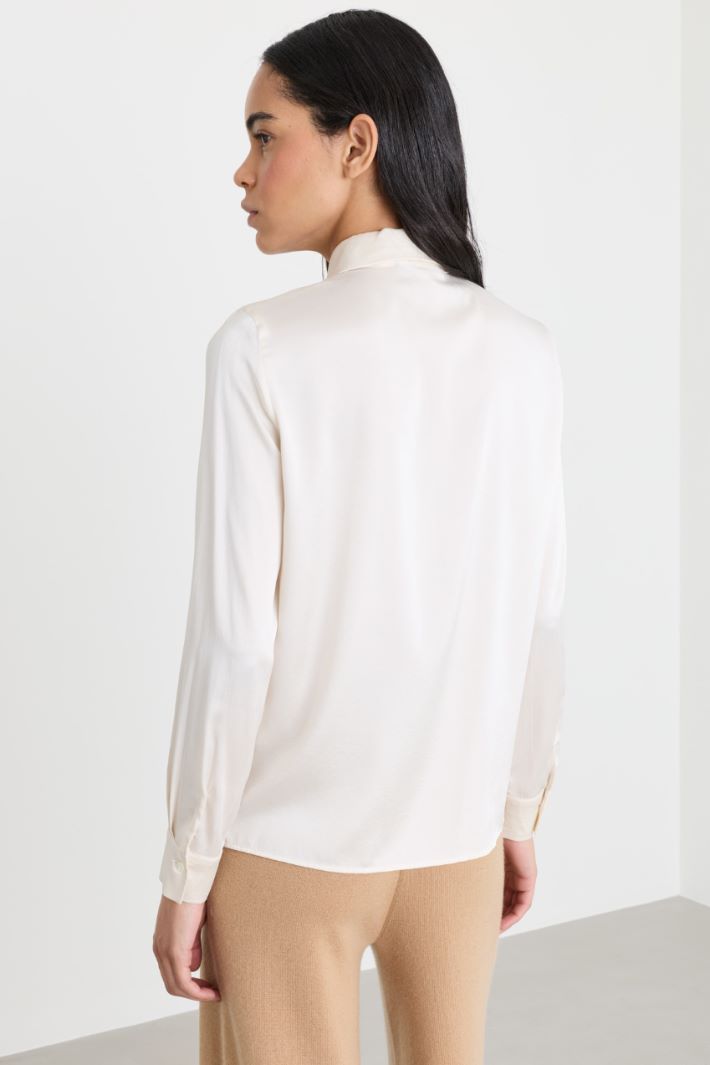 Blusa in raso - BIANCO - Intrend - 4