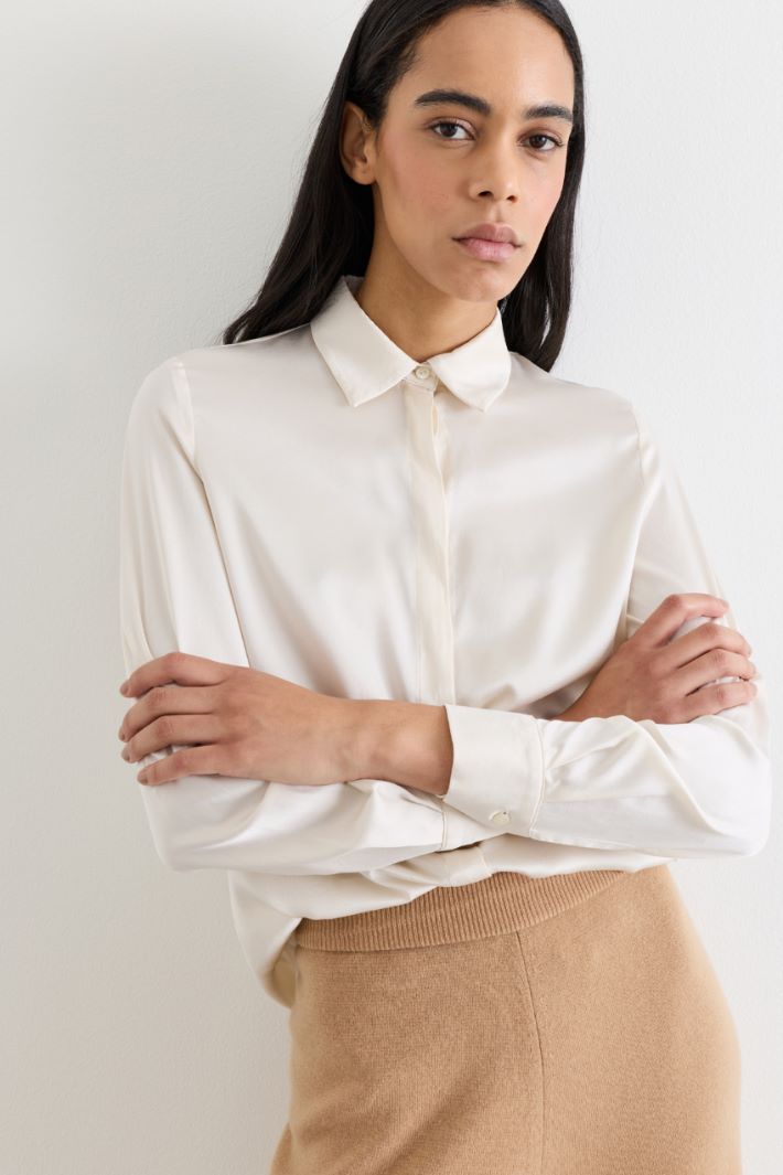Blusa in raso - BIANCO - Intrend - 3