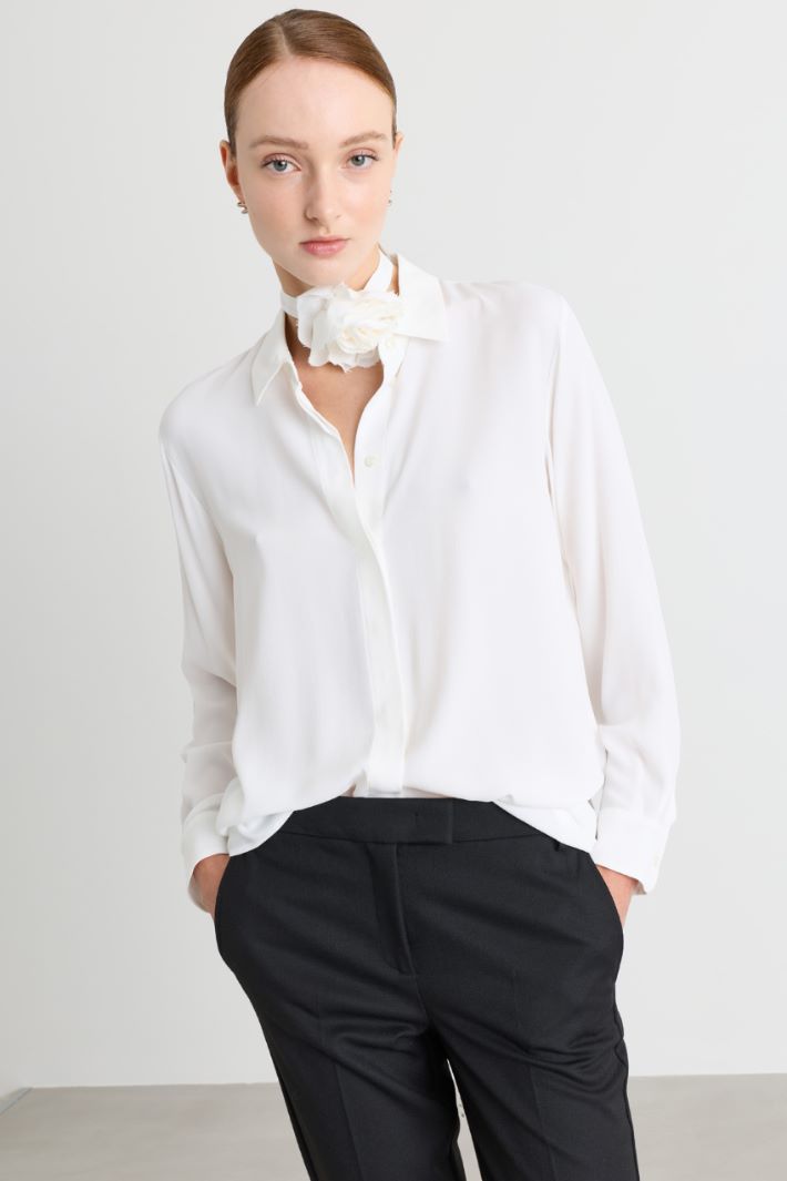 Blusa ampia in crepe - BIANCO - Intrend - 2