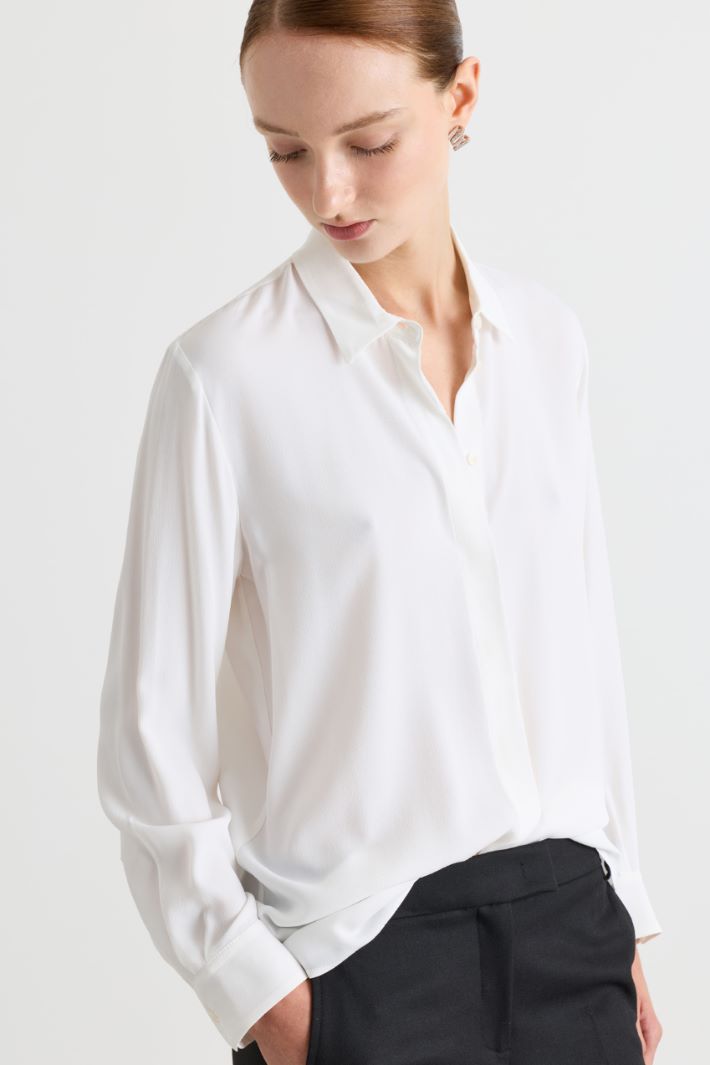 Blusa ampia in crepe - BIANCO - Intrend - 3