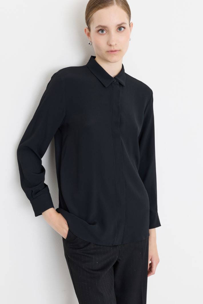 Blusa ampia in crepe - NERO - Intrend - 2