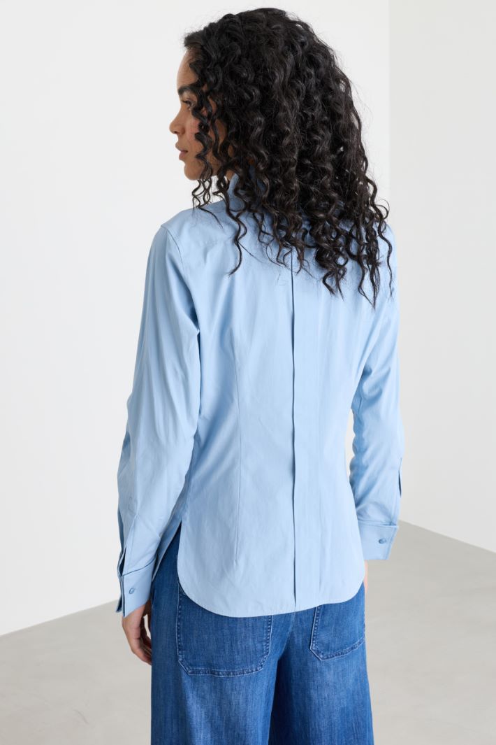 Camicia in popeline stretch - AZZURRO - Intrend - 4