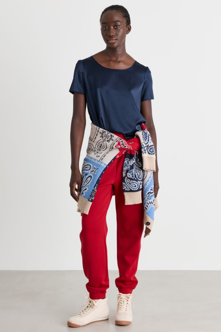 Satin top - BLUE - Intrend