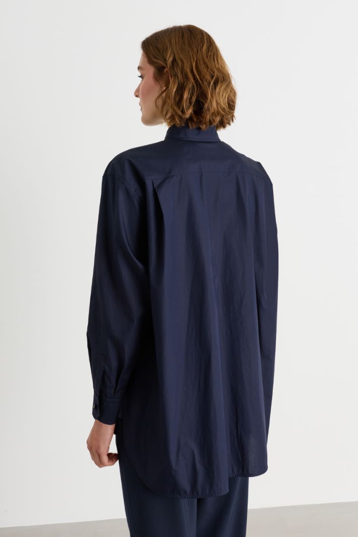Camicia asimmetrica in tela di cotone - BLU - Intrend - 4