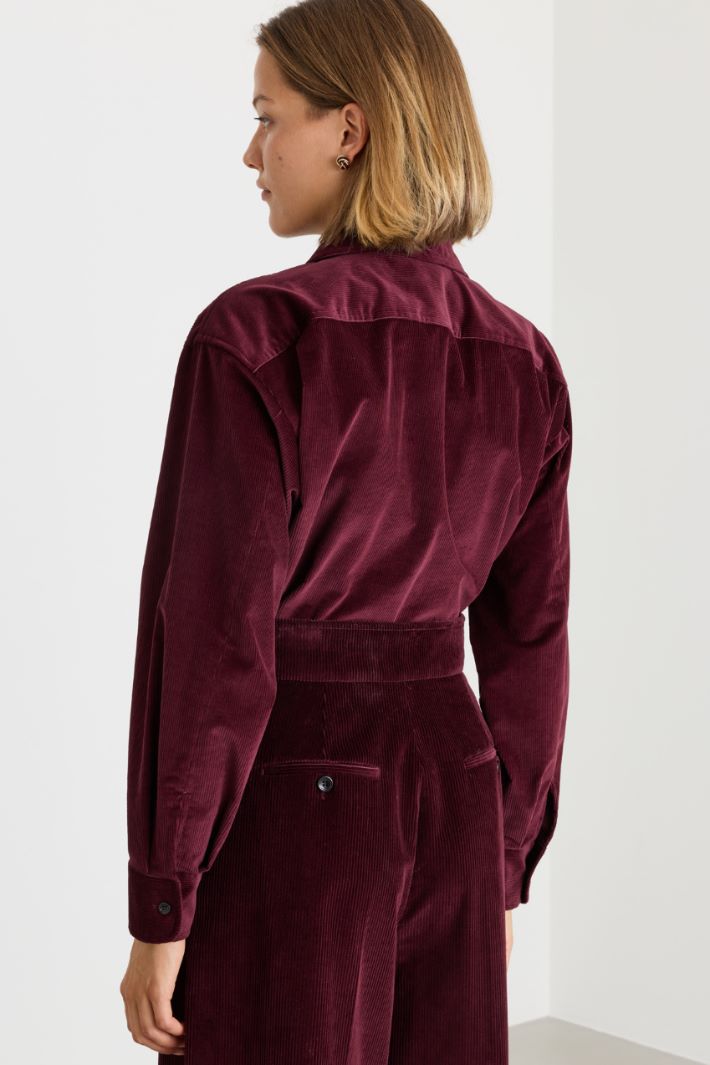 Body a camicia in velluto - BORDEAUX - Intrend - 4