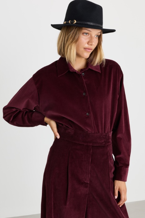 Body a camicia in velluto - Intrend
